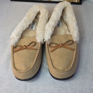 Bonlong Women's Tan Moccasins with Faux Fur Lining